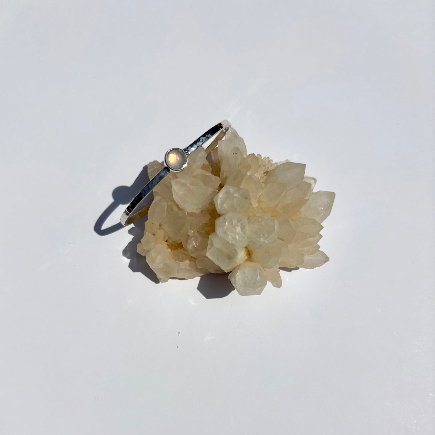 Pulsera cuarzo rosado | plata