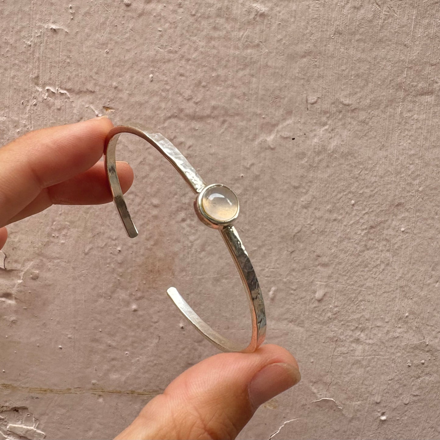 Pulsera cuarzo rosado | plata